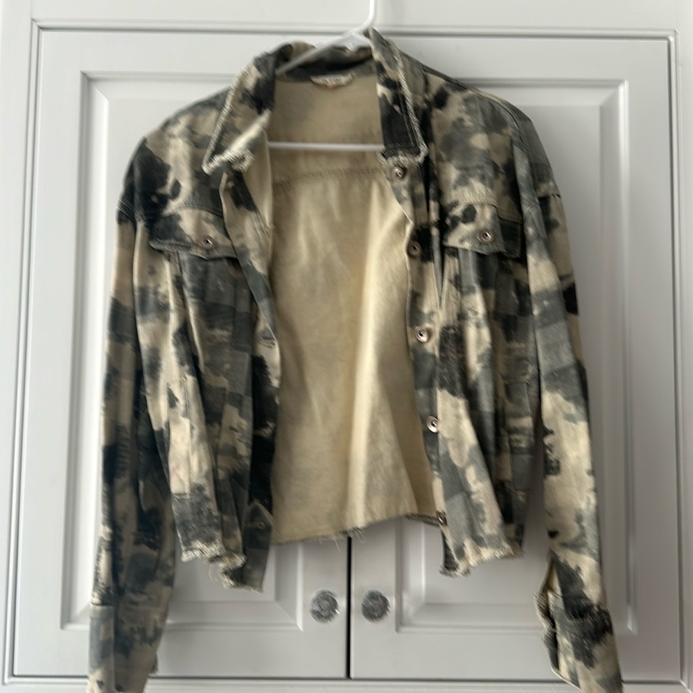 La Miel size small jacket in beige black and gray